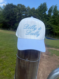 Dilly & Dally Embroidered Pinstripe Cap – Adjustable Blue Script Hat