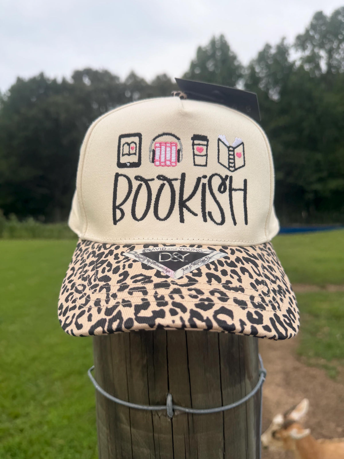 Embroidered Bookish Trucker Hat with Leopard Bill – Bookworm Accessory