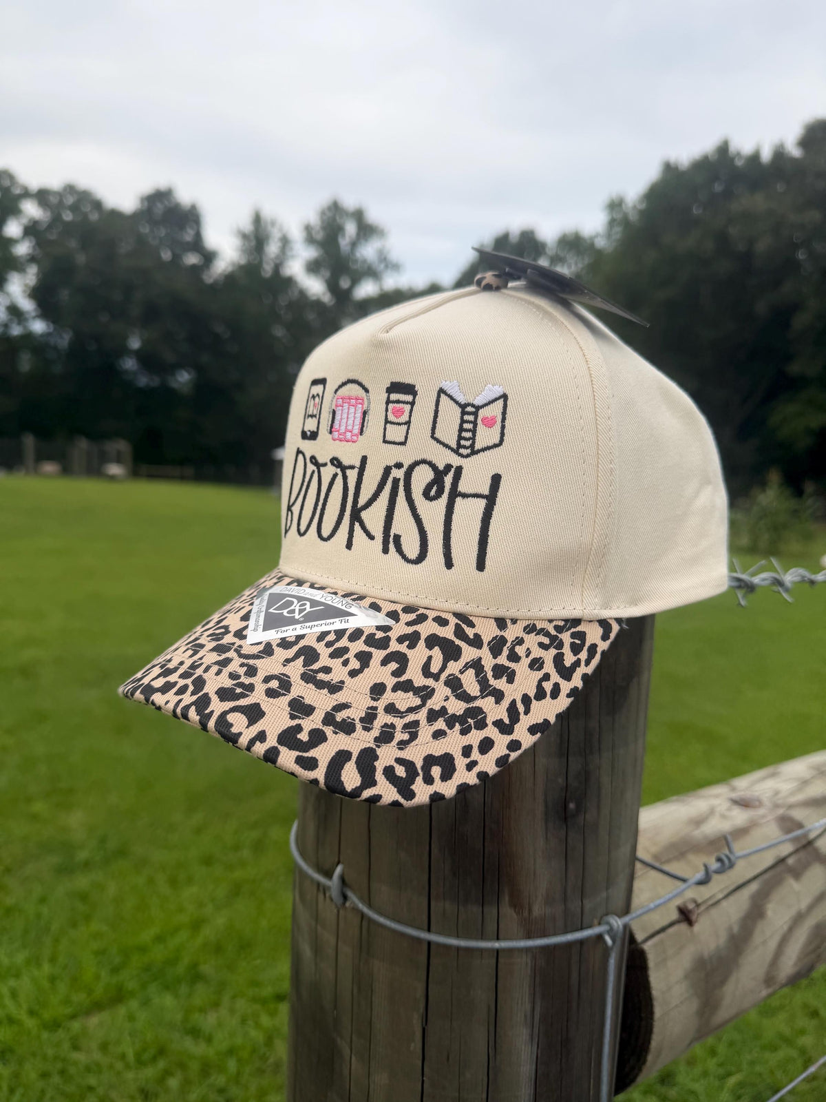 Embroidered Bookish Trucker Hat with Leopard Bill – Bookworm Accessory