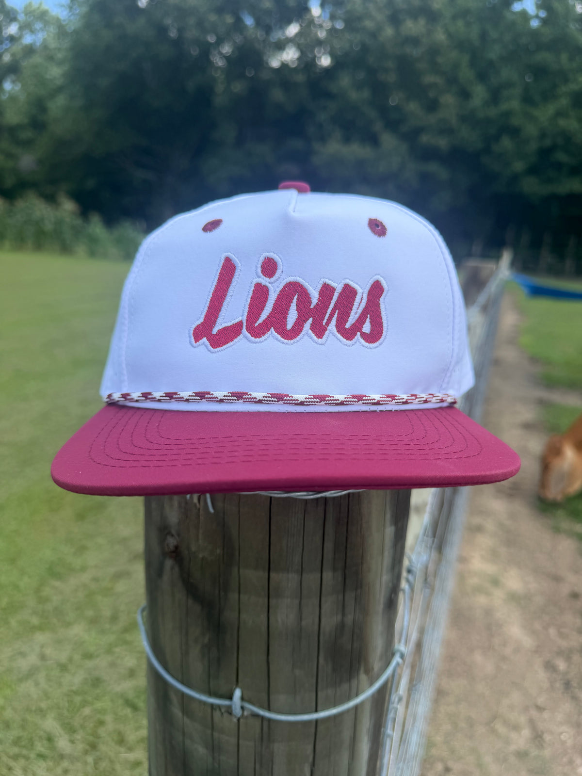 Red & White "Lions" Rope Hat