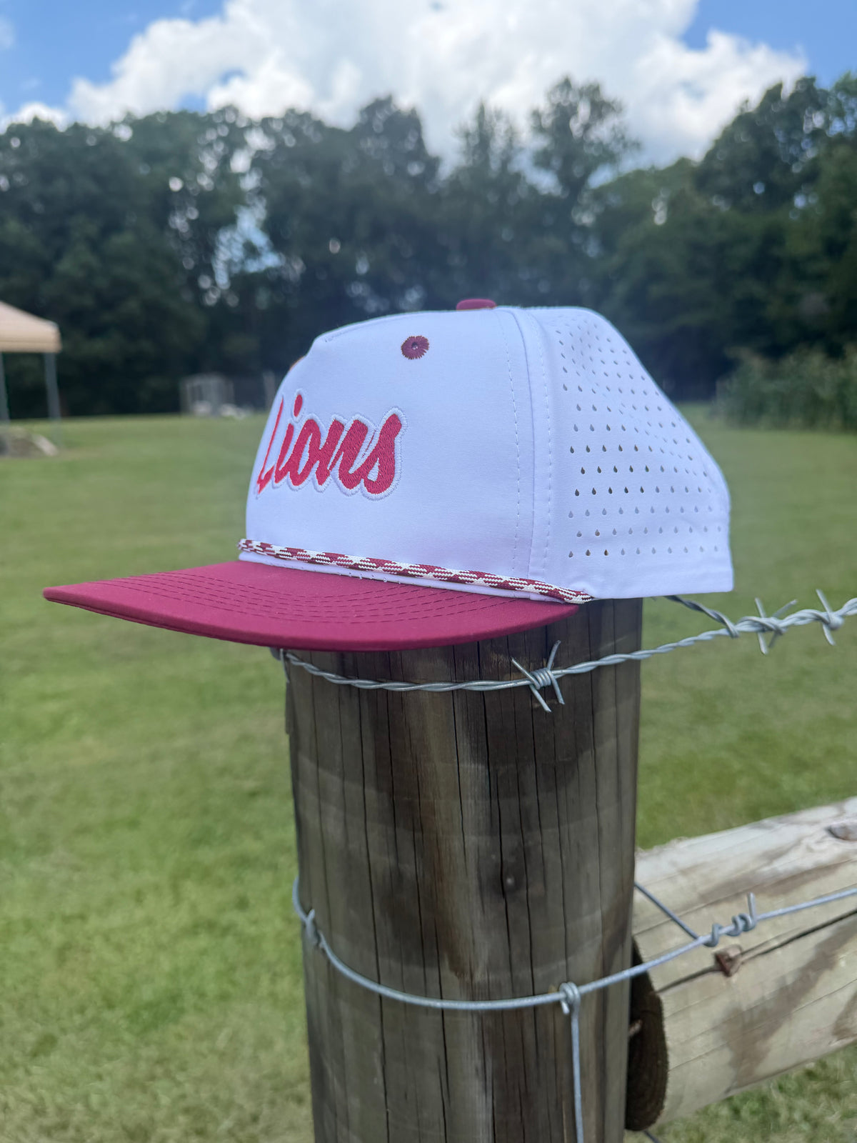 Red & White "Lions" Rope Hat