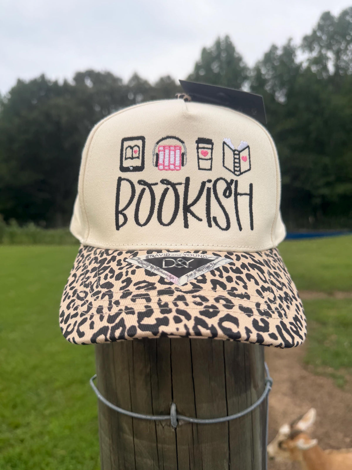 Embroidered Bookish Trucker Hat with Leopard Bill – Bookworm Accessory