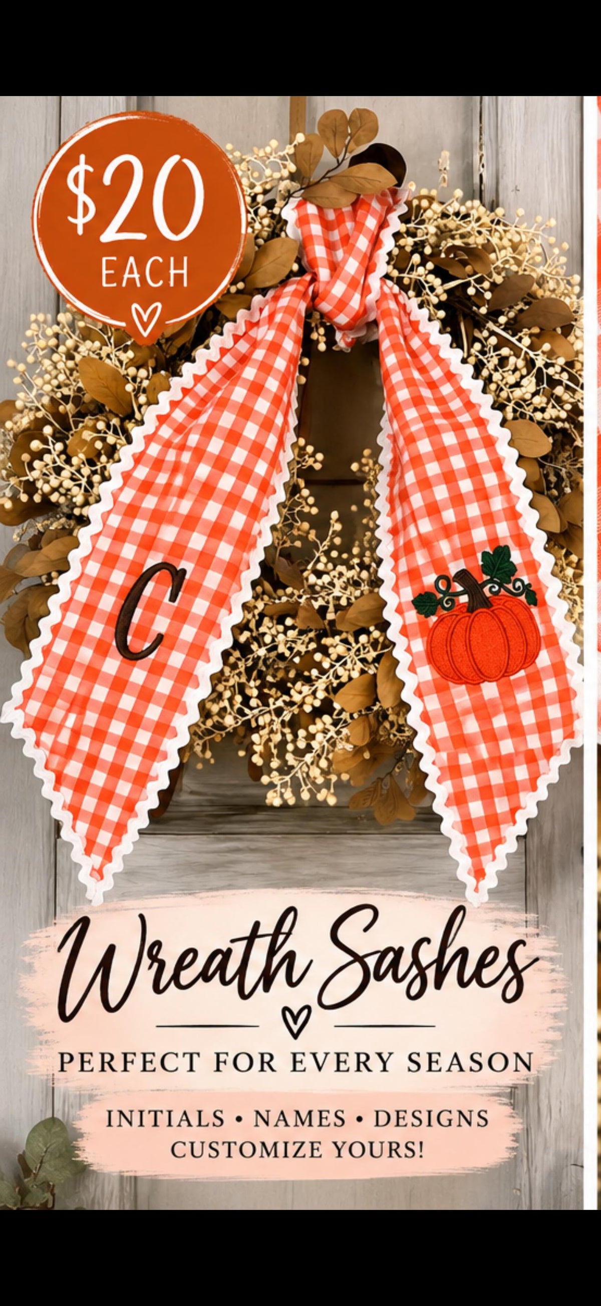 Personalized Wreath Sash