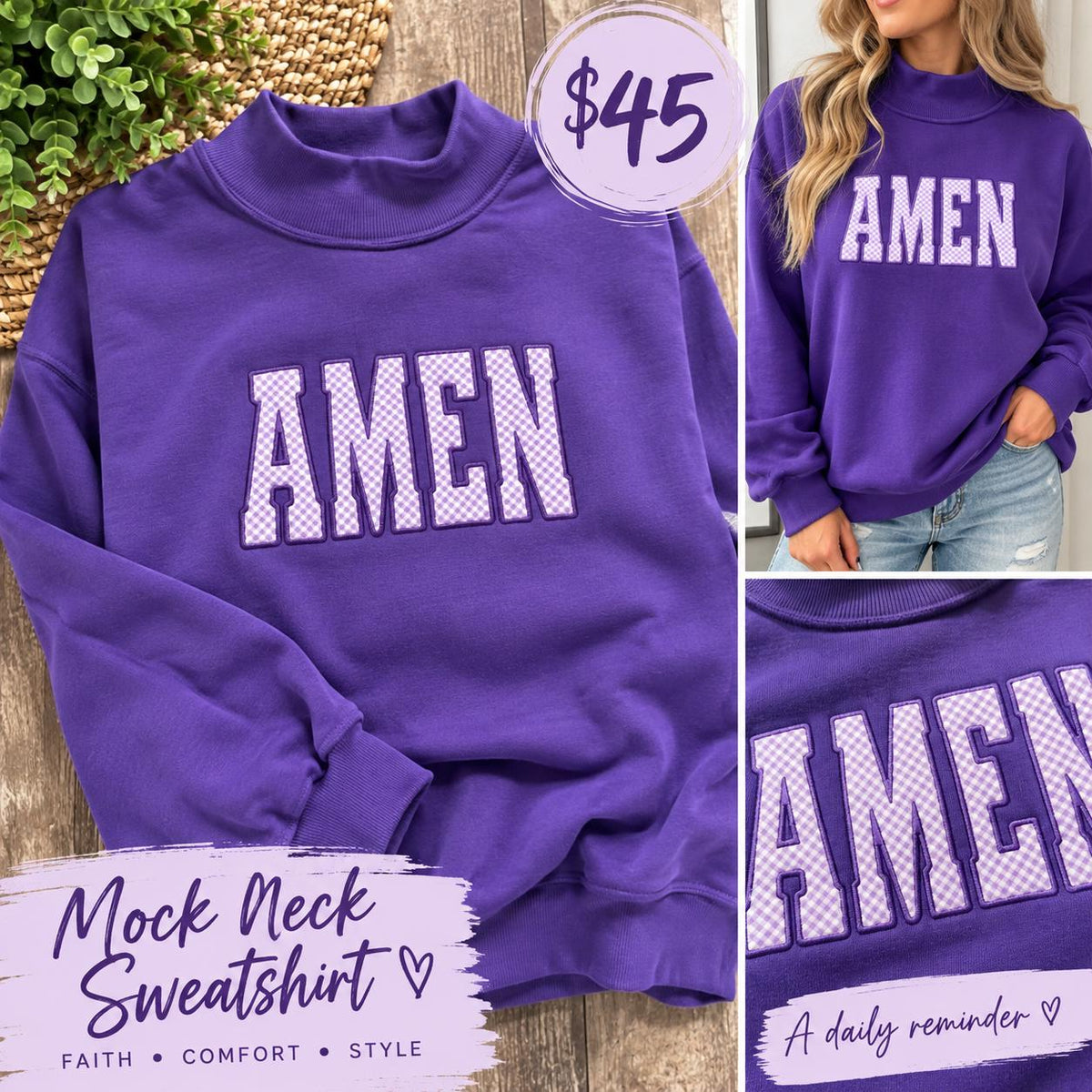 Gingham AMEN Mockneck