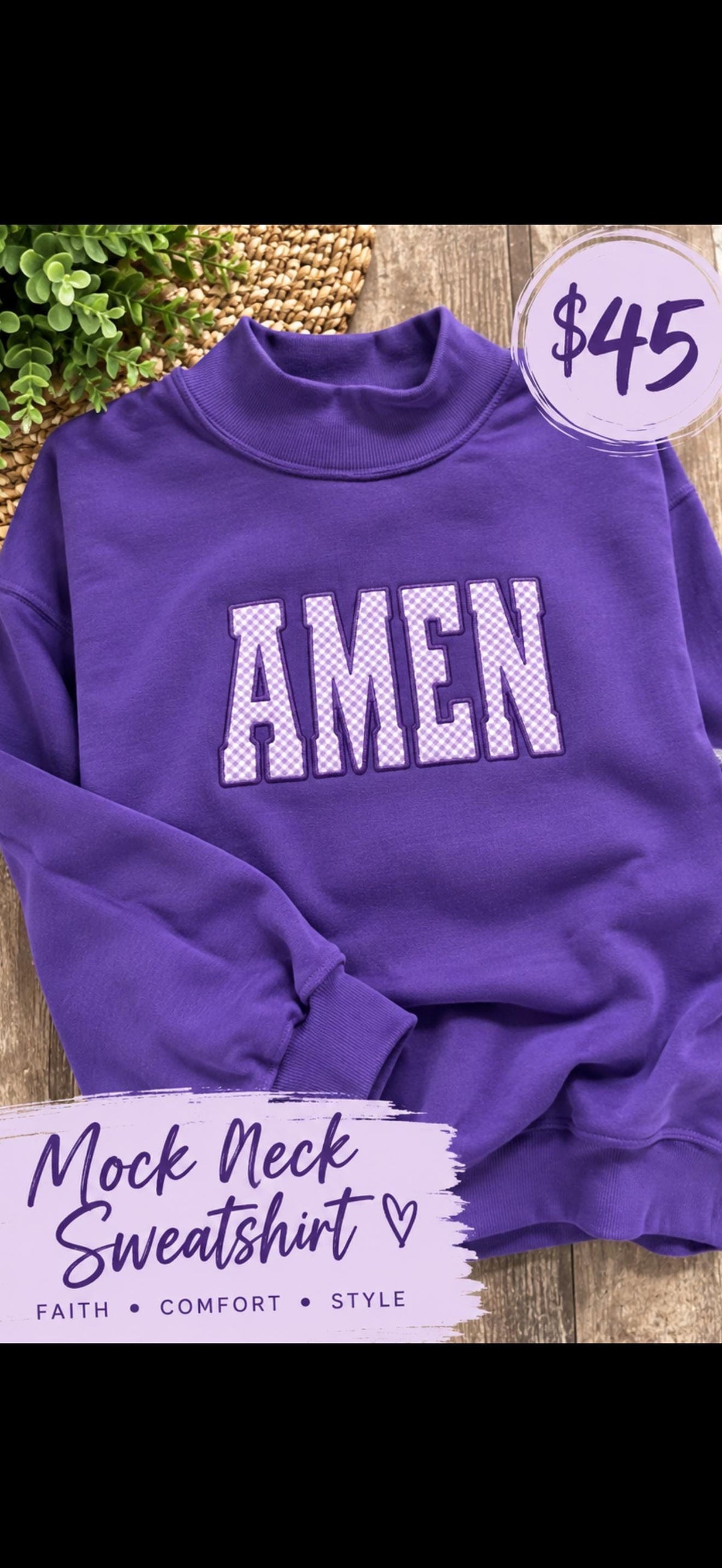 Gingham AMEN Mockneck